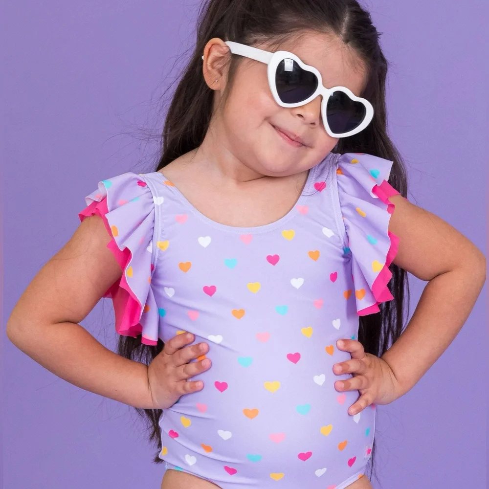 Rufflebutts Hearts Bows Ruffle One Piece Swimsuit 2T 3T 4T 5 6